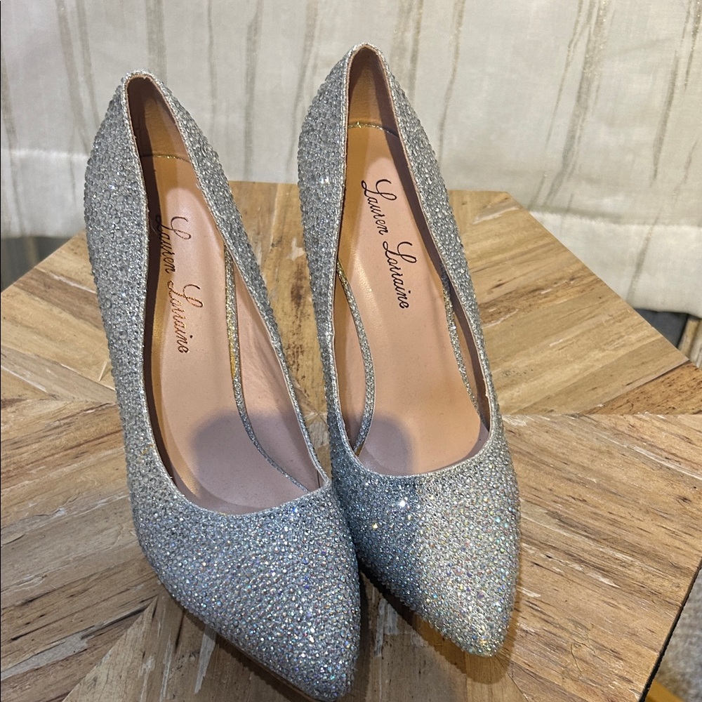 Lauren Larraine Silver Sparkle Heels
